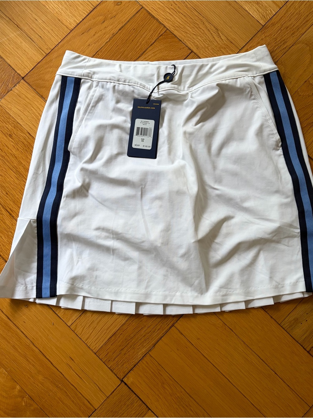 NWT POLO Golf Ralph Lauren White & Blue Athletic Skort Skirt Sz XS. Tennis